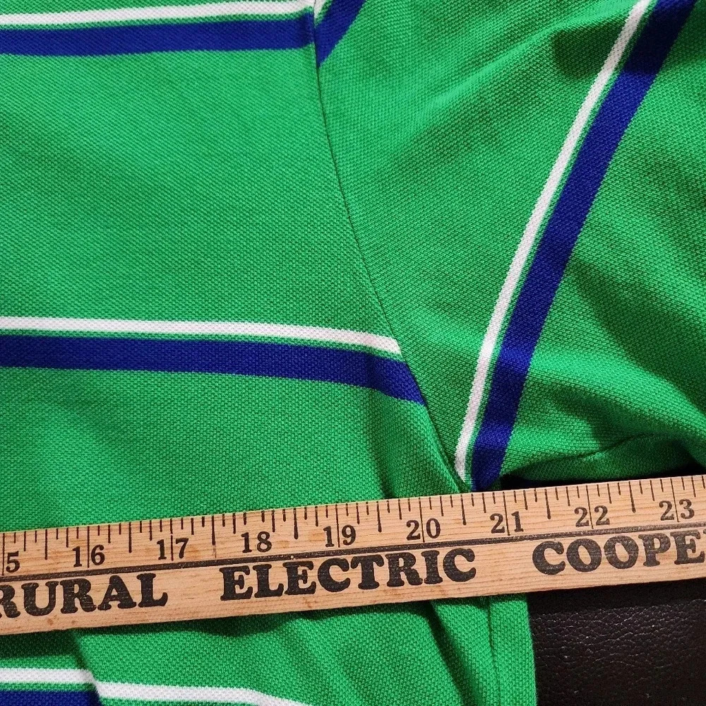 US Polo Assn Men's Polo Shirt Large Green Blue Striped Embroidered Logo Sleeve - Picture 5 of 10